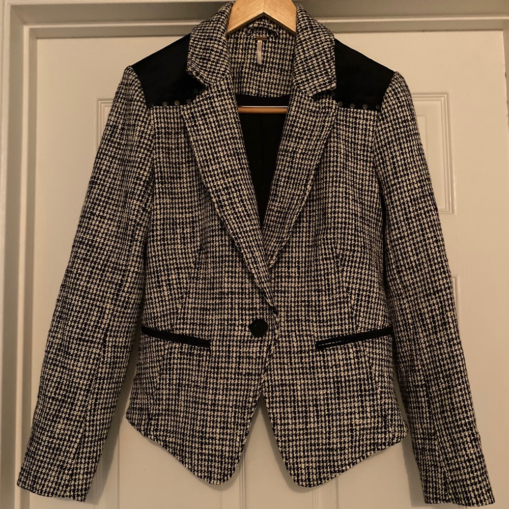 Free People Rodeo Houndstooth Blazer Jacket